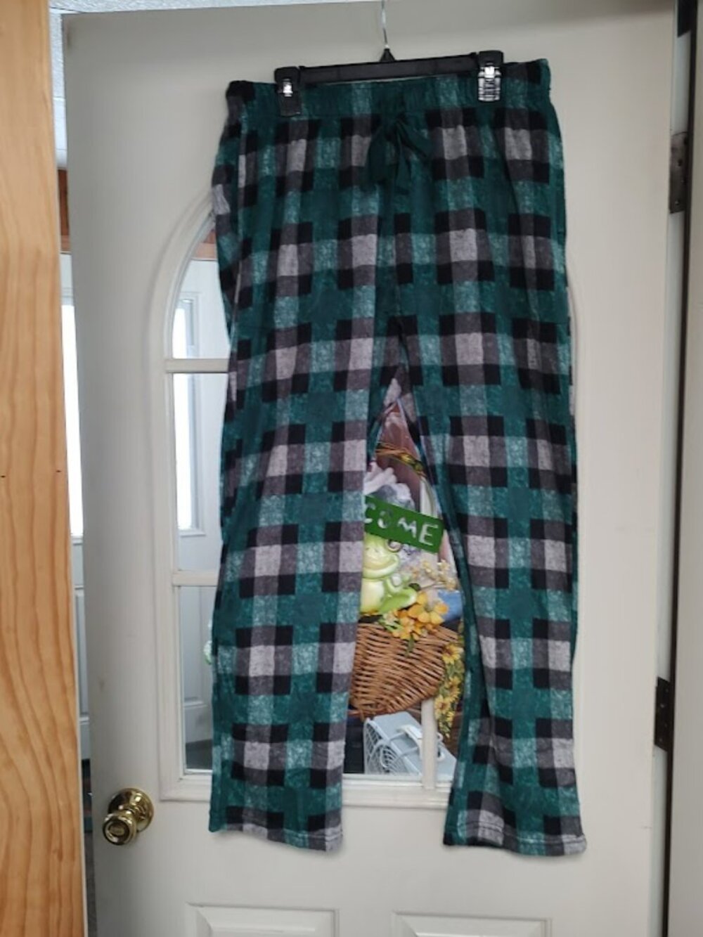 New Cuddl Duds Green Gray Black Check Soft Fleece Sleep Pants Women's L
